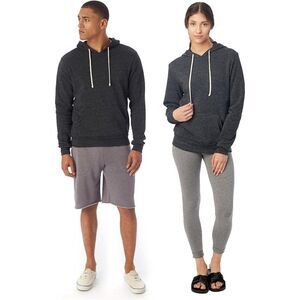 Alternative Earth Eco-Fleece Hoodie Unisex Size M Heathered Black Pullover